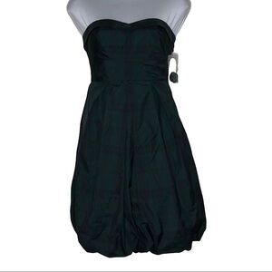 Jessica Simpson Plaid Strapless Dress Navy Green Size 4
